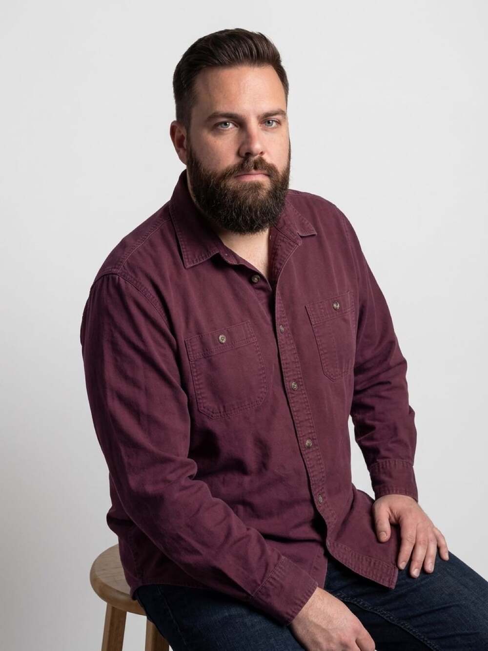 Foundry Long Sleeve Button Down Shirt Burgundy